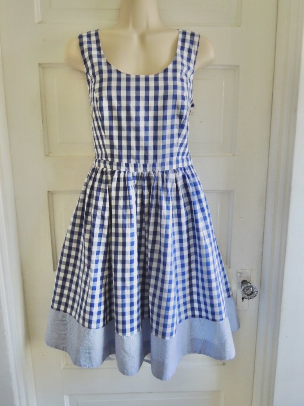 Modcloth Bea & Dot Blue & White As Potluck Would Have It Dress L *Runs S